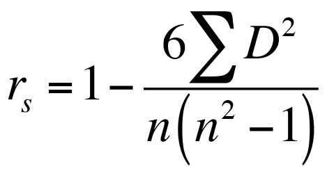 Spearman correlation coefficient formula