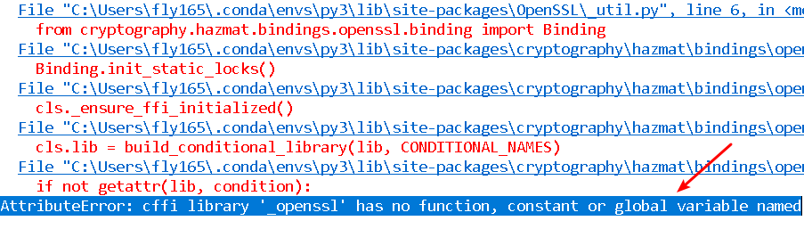 fix moviepy attributeerror - cffi library '_openssl' has no function