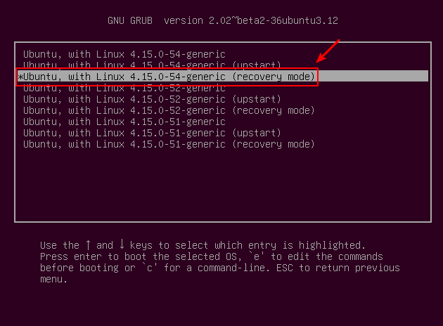 ubuntu recovery mode