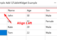 pyqt table header text align left