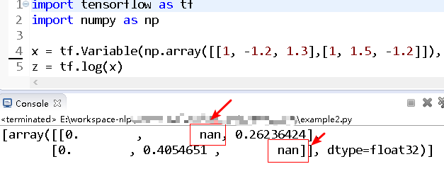 tensorflow has nan value in tensor