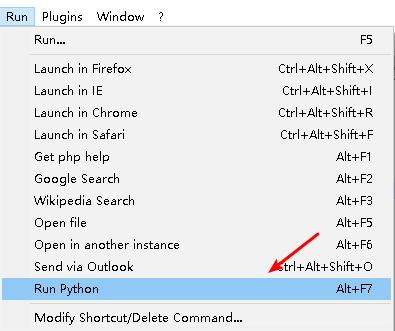notepad++ run python script command