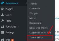 WordPress theme editor operation