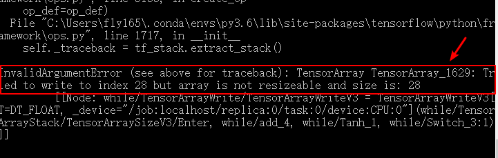 fix TensorArray tried to write to index 28 but array is not resizeable and size is 28