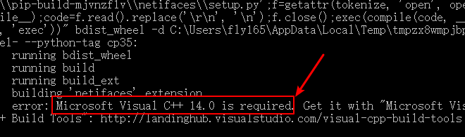 python pip Microsoft Visual C++ 14.0 is required