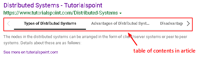 display article table of contents in bing search result page example one