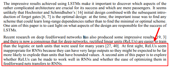 why not use relu in rnn or lstm