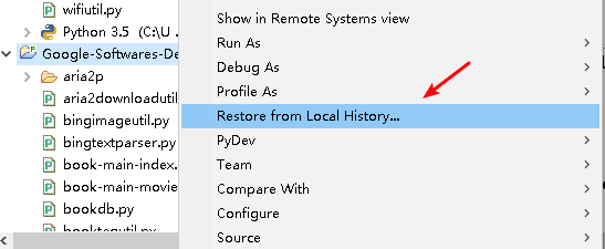 eclipse restore from local history