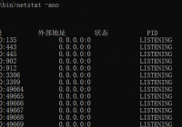 netstat -ano command to find ports in use