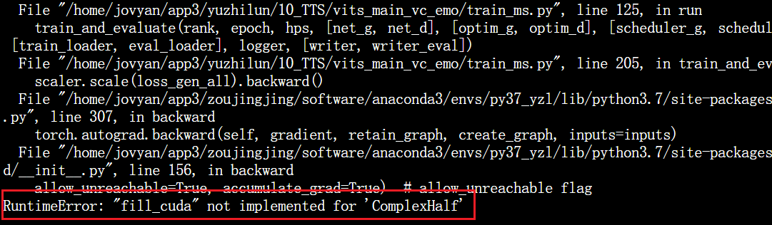 fill_cuda not implemented for complexhalf