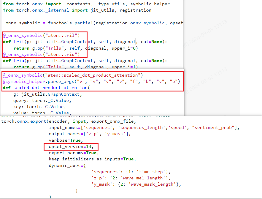how to export onnx on opset_version=13